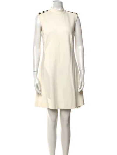 Pre-owned Gucci Mock Neck Mini Dress In Neutrals