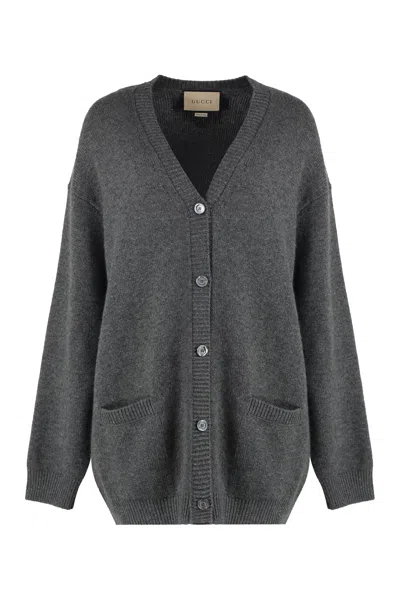 Gucci Modern Grey Cashmere Cardigan For Women In Gray
