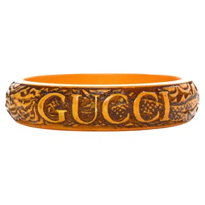 Pre-owned Gucci Modern Resin Flora S Giallo Bangle Bracelet, Italy, Unisex In Multi