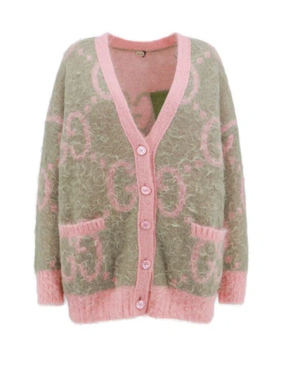 GUCCI MOHAIR CARDIGAN WITH GG MOTIF