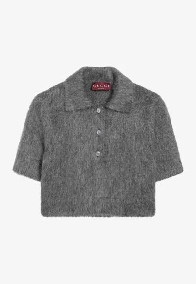 Gucci Mohair Cropped Top In Gray