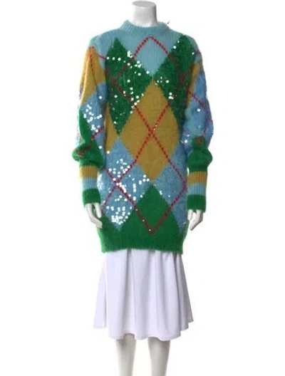 Pre-owned Gucci Mohair Plaid Print Sweater W/ Tags In Multi