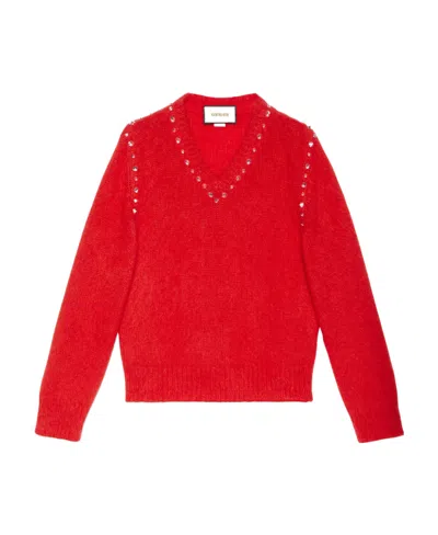 Gucci Mohair Studded Jumper In Red