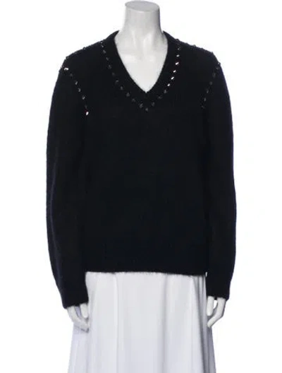 Pre-owned Gucci Mohair V-neck Sweater In Blue