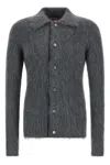 Gucci Men Grey Cardigan With Classic Collar And Brushed Effect In Mohair Blend Woman In Gray