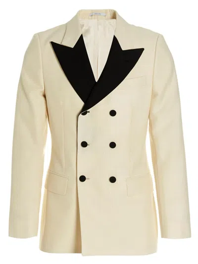 Gucci Double-breasted Wool And Mohair Blazer In White