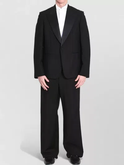Gucci Mohair Wool Suit Straight Leg Mid Rise In Black