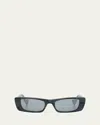 Gucci Monochromatic Rectangle Sunglasses W/ Interlocking G Temples In Grey