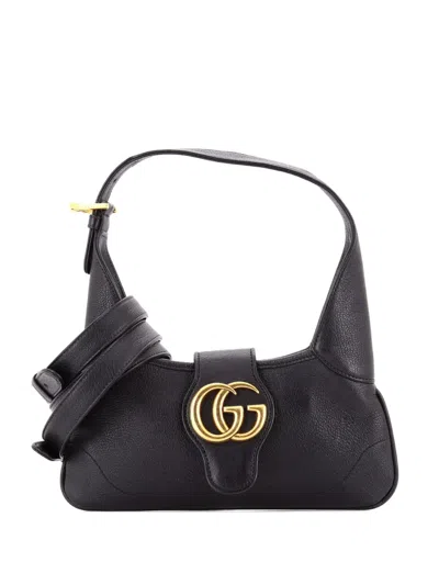 Pre-owned Gucci Monochrome Aphrodite Leather Small Shoulder Bag In Black