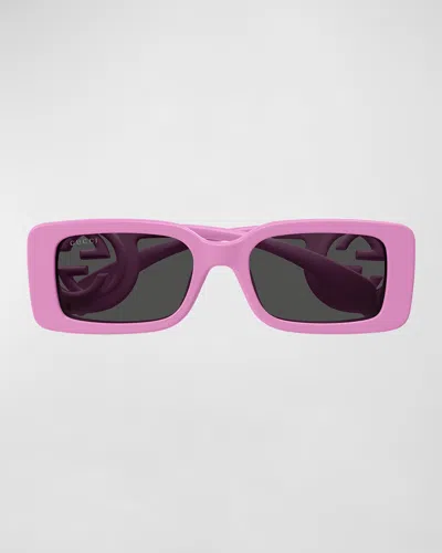 Gucci Monochrome Gg Rectangle Acetate Sunglasses