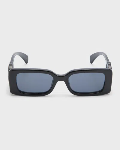 Gucci Monochrome Gg Rectangle Acetate Sunglasses In Black