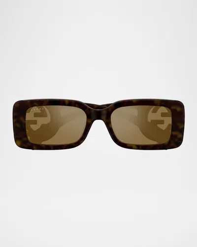 Gucci Monochrome Gg Rectangle Acetate Sunglasses In Multi