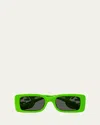 Gucci Monochrome Gg Rectangle Acetate Sunglasses In Shiny Solid Acid Green