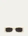 Gucci Monochrome Gg Rectangle Acetate Sunglasses In Ivory