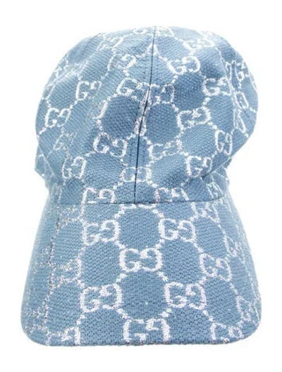 Pre-owned Gucci Monogram Baseball Hat In Blue