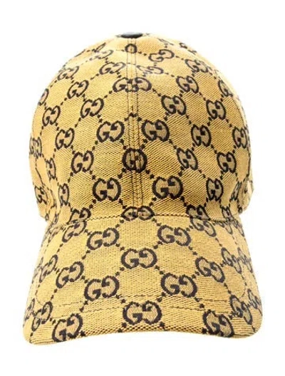 Pre-owned Gucci Monogram Baseball Hat In Yellow