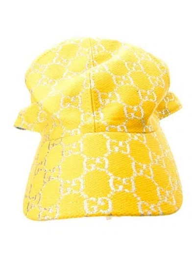 Pre-owned Gucci Monogram Baseball Hat In Yellow