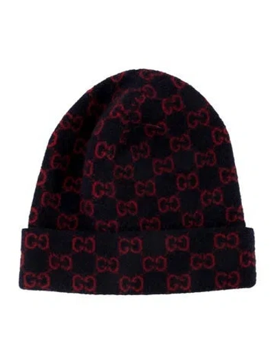 Pre-owned Gucci Monogram Beanie In Blue