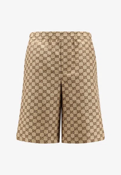 Gucci Monogram Bermuda Shorts In Sand