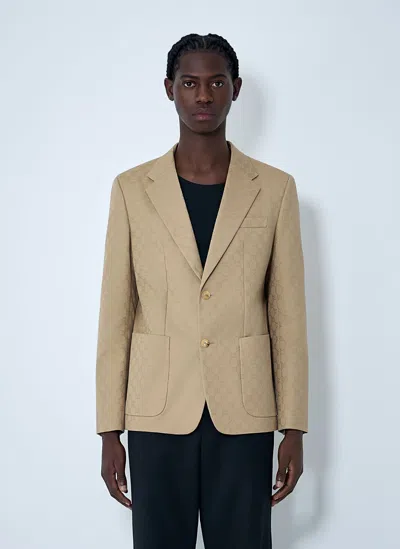 Gucci Men Monogram Blazer In Neutral