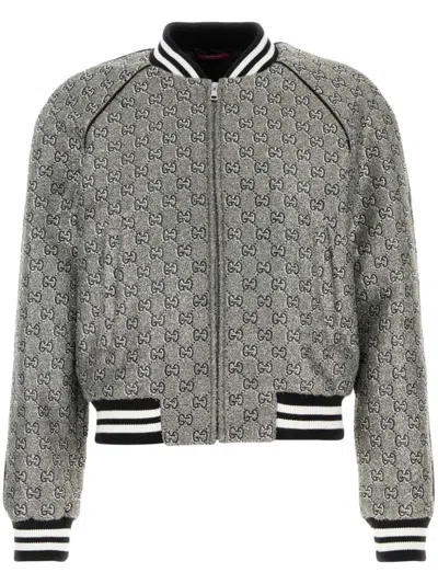 Gucci Embellished Tweed Bomber Jacket In Printed