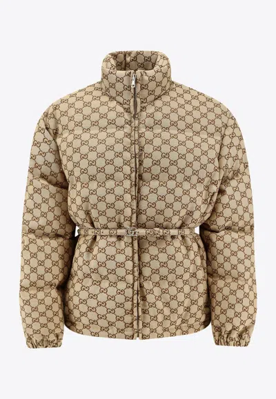 Gucci Monogram Buttoned Jacket In Brown