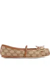 Gucci Women Horsebit Gg Supreme Ballet Flats In Gold