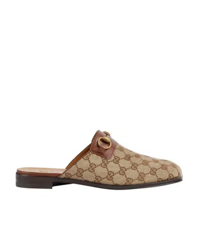 Gucci Monogram Canvas Slippers In Brown