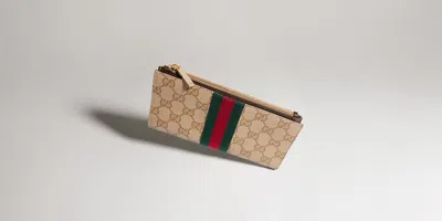 Gucci Monogram Canvas Wallet In Beige