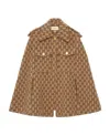 Gucci Gg-knit Wool Cape Jacket In Brown