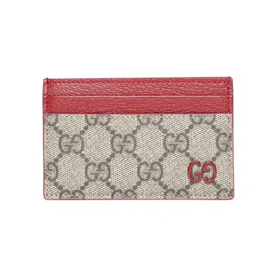 Pre-owned Gucci Monogram Card Holder 'beige/ebony/red' | Men's Size Onesize