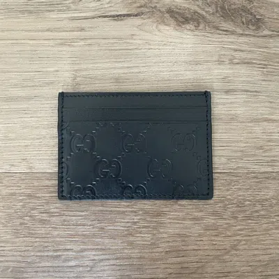 Pre-owned Gucci Monogram Cardholder In Black