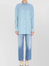 Gucci Womens Aqueous Monogram Relaxed-fit Silk Shirt In Blue