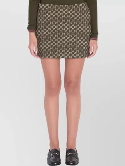 GUCCI MONOGRAM COTTON BLEND HIGH-WAISTED MINISKIRT