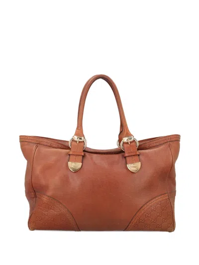 Pre-owned Gucci Monogram Debossed Tote Bag