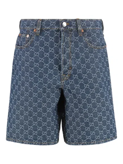 Gucci Monogram Denim Shorts