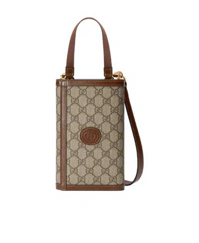 Gucci Monogram Detachable-strap Wallet In Brown