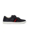 Gucci Monogram Double Strap Sneakers In Black