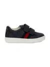 Gucci Monogram Double Strap Sneakers In Black