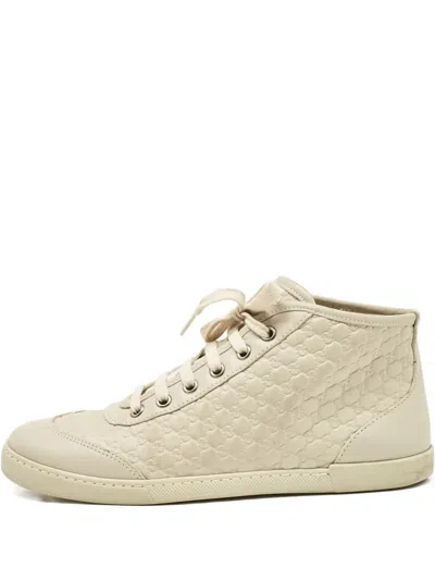 Pre-owned Gucci Monogram-embossed Leather High-top Sneakers