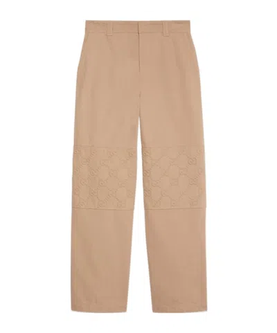 Gucci Monogram-embossed Straight-leg Jeans In Nude