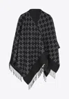 Gucci Monogram Fringed Wool Poncho In Black