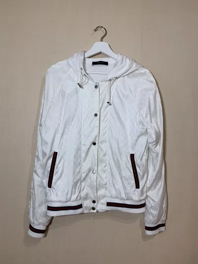 Pre-owned Gucci Monogram Gg Hooded Light Jacket In White