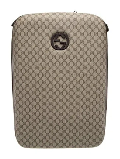 Pre-owned Gucci Monogram Gg Plus Small Interlocking G Trolley In Neutral