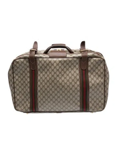 Pre-owned Gucci Monogram Gg Plus Suitcase Trunk In Neutrals