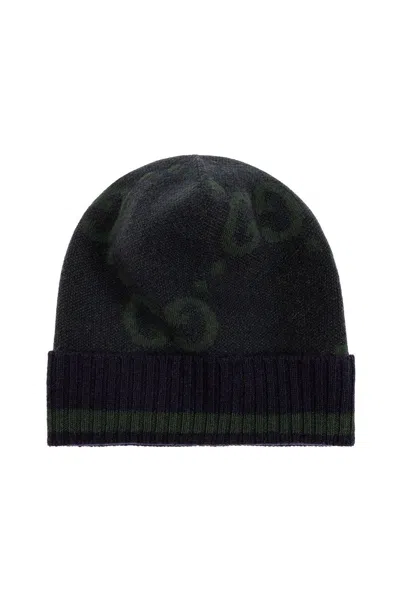 Gucci Monogram Knitted Beanie In Black
