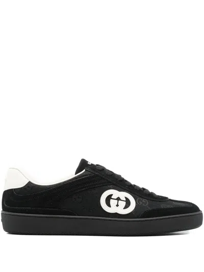 GUCCI MONOGRAM LACE-UP SNEAKERS