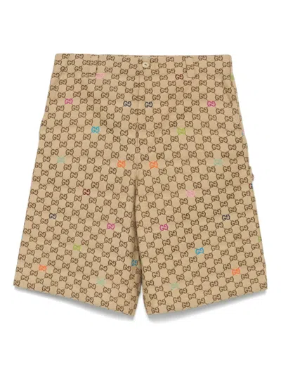 Gucci Gg Fabric Bermuda Shorts In Silver