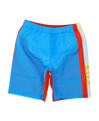 Gucci Monogram Panelled Swim Shorts In Blue