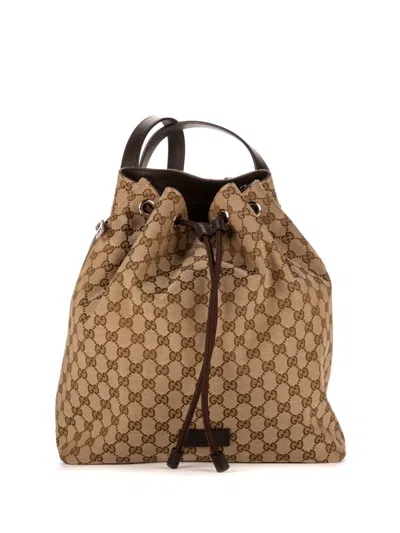 Pre-owned Gucci Monogram-pattern Backpack In Neutral